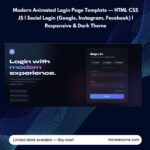 Modern Animated Login Page Template — HTML CSS JS | Social Login (Google, Instagram, Facebook) | Responsive & Dark Theme